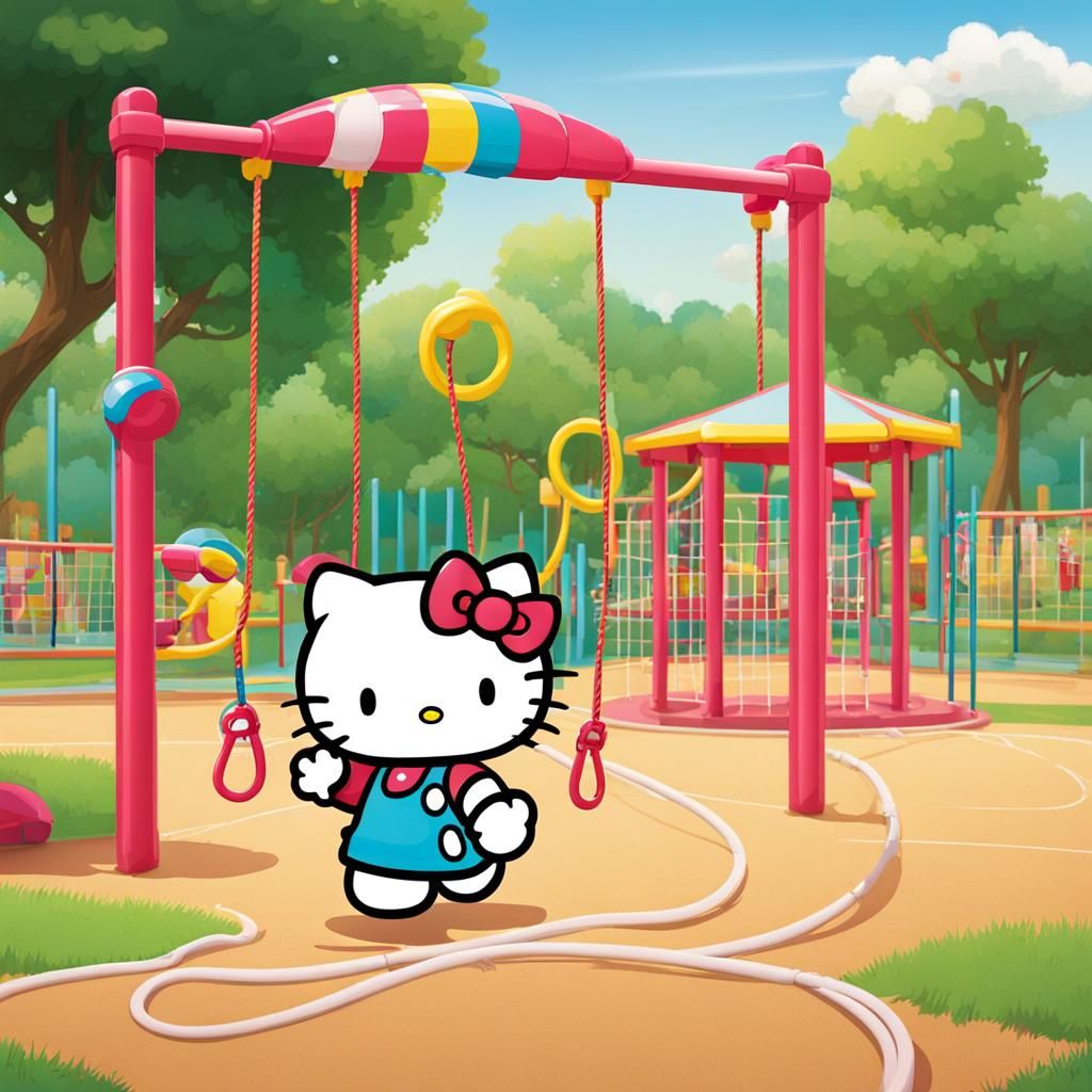 Hello Kitty Skipping Rope in Summer Playground