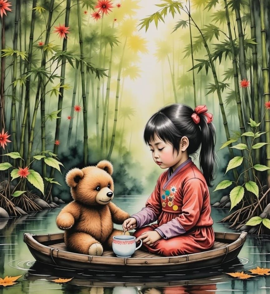 Miao Girl's Tea Party in Bamboo Forest