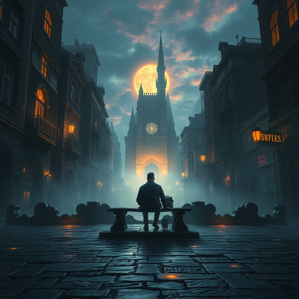 Mystical Cityscape: Homelessness in Dreamlike Matte Painting