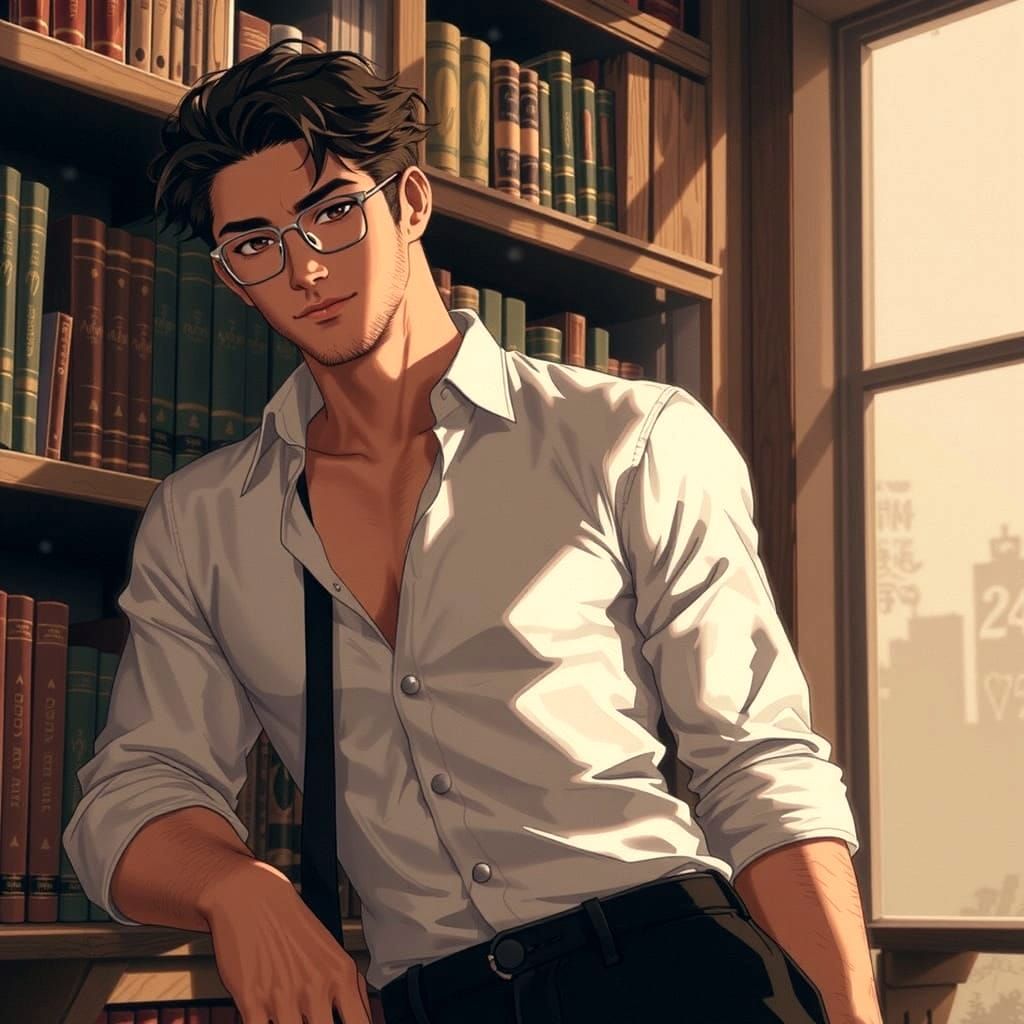 Anime Style Portrait of Mathias in Rainy Alleyway