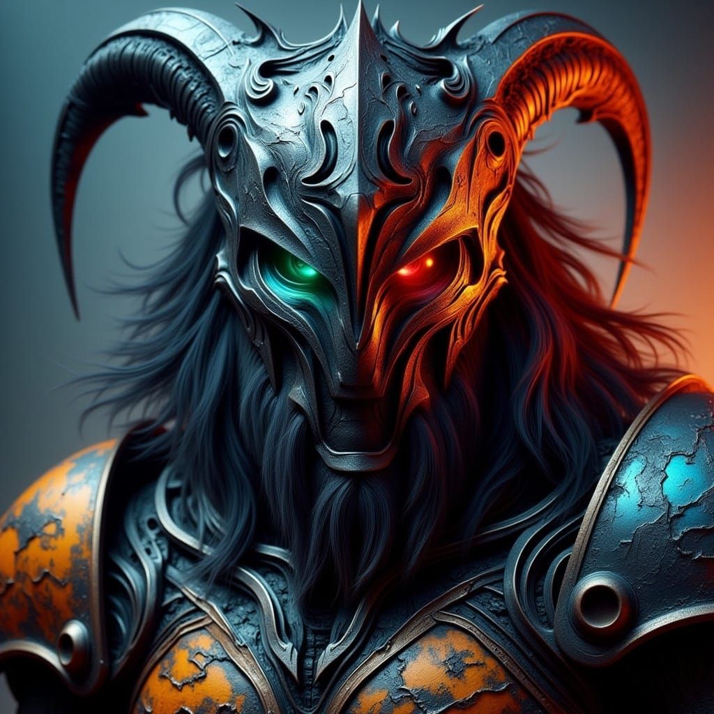 Dark Fantasy Warrior Helmet in Hyper-Maximalist Style
