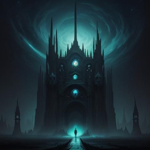 Eerie Gateway in Deep Space: a Dark Fantasy Illustration