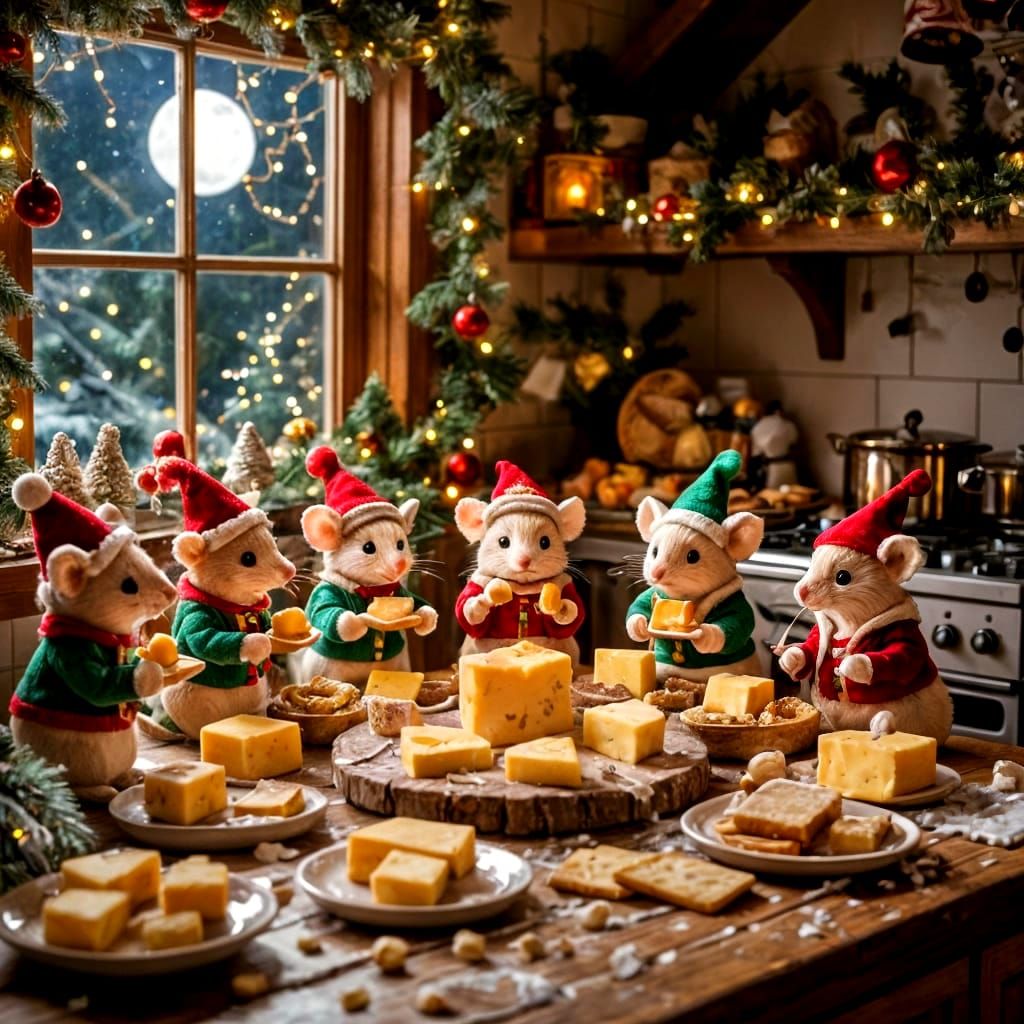 Festive Mice at Christmas Cheese Festival