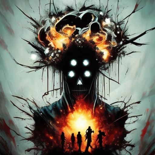 Eerie Ghost Silhouette with Glowing Runes