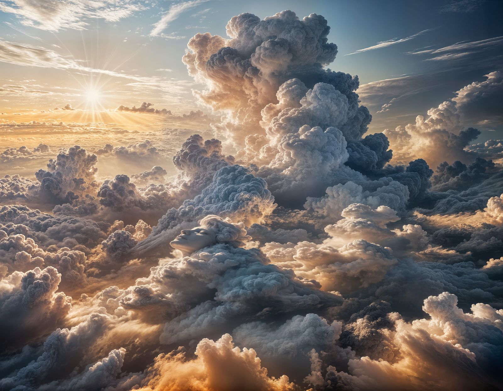 Ethereal Cloud Form as a Sleeping Woman in Serene Harmony
