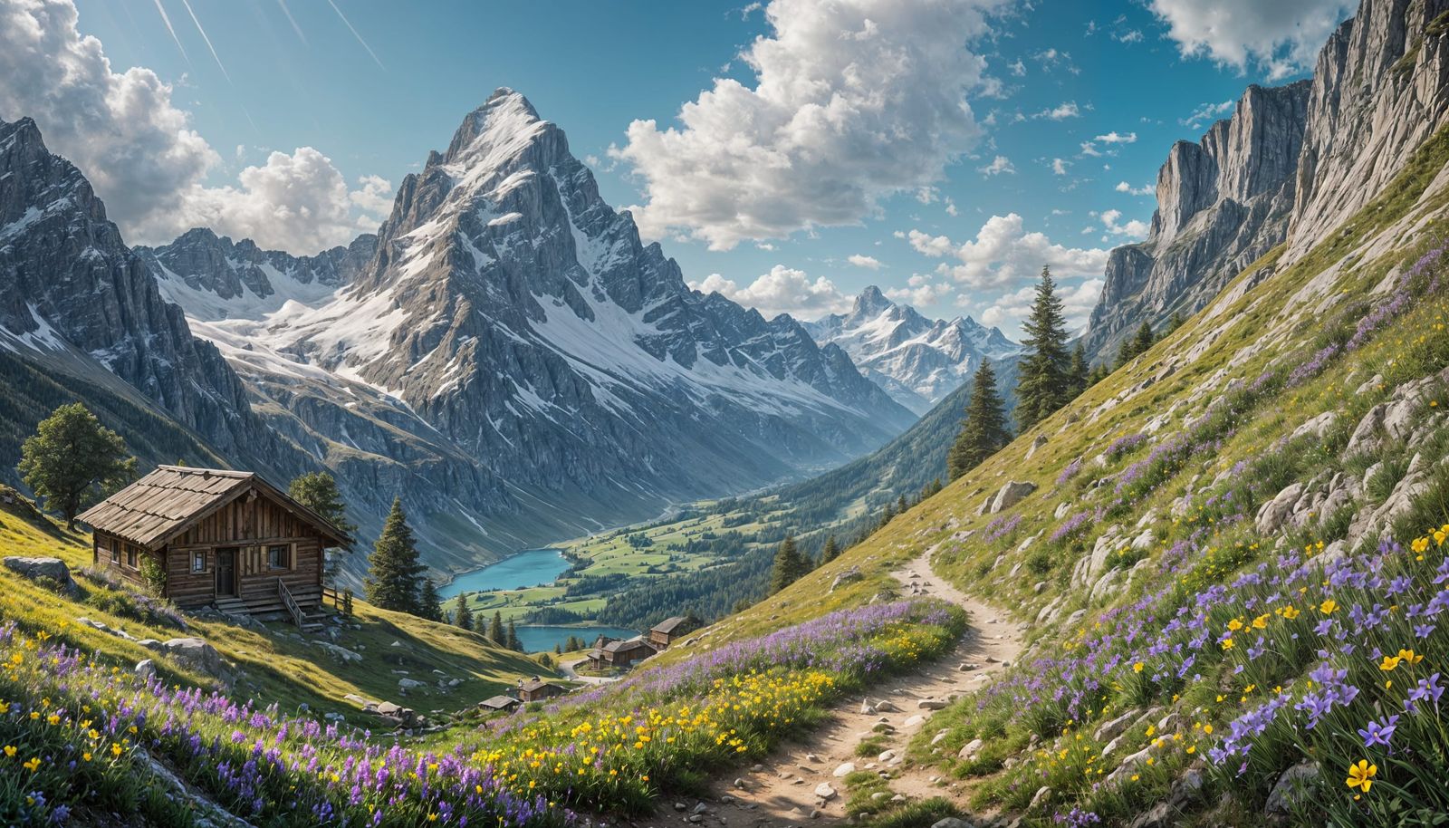 Alpine Spring Meadow in Vibrant Bloom