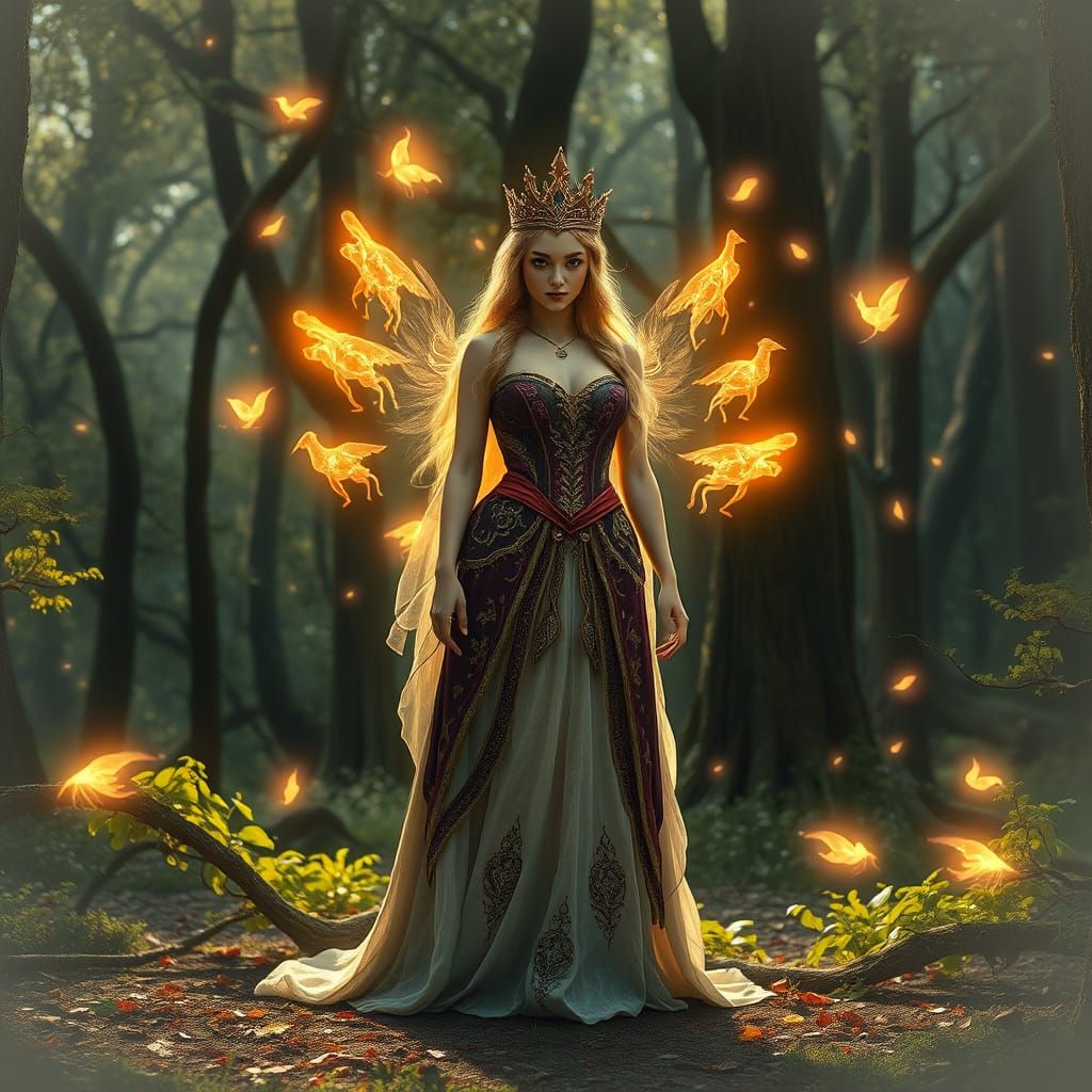 Ethereal Princess in Enchanted Forest Glade