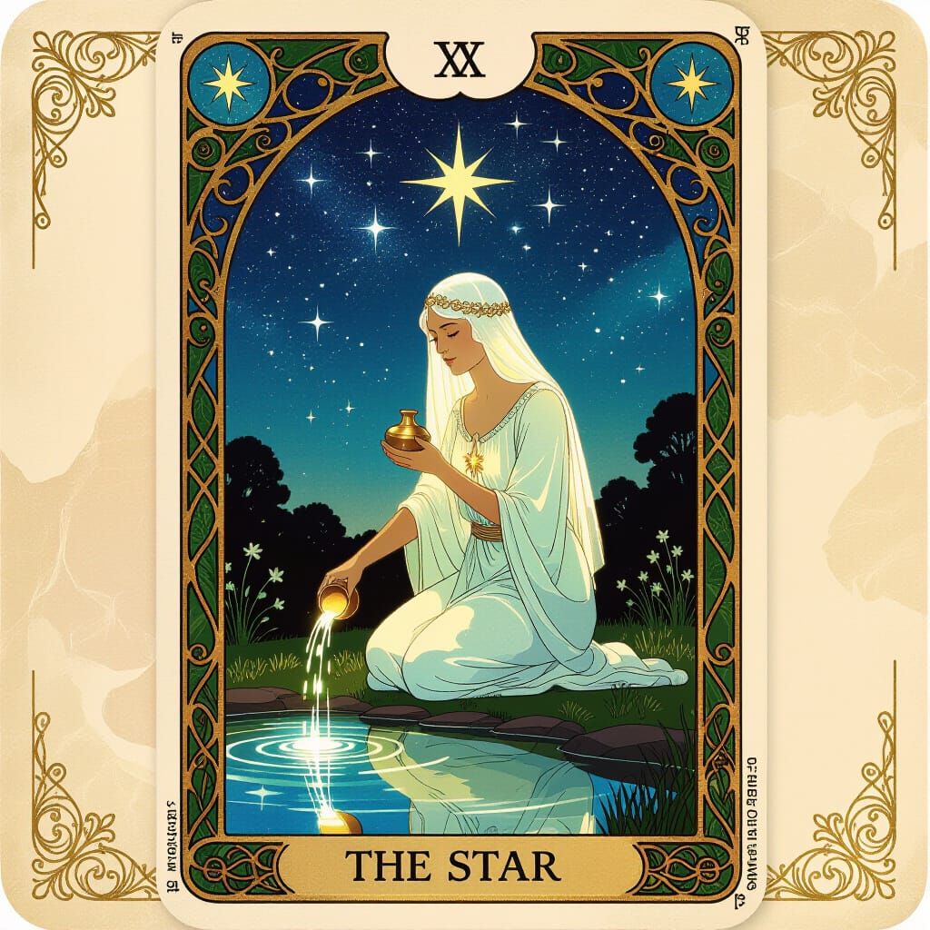 Ethereal Tarot Card Illustration: The Star
