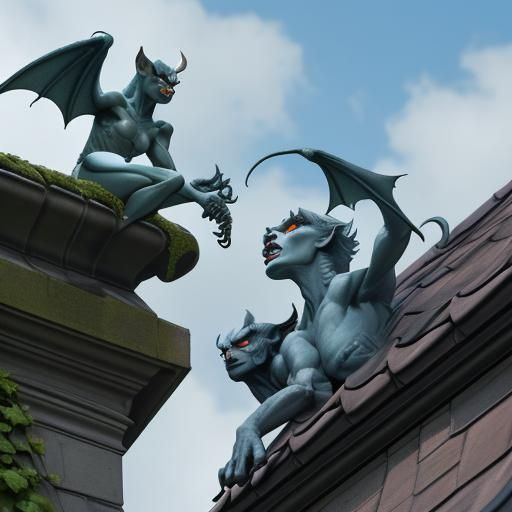Gargoyles and Ivy Adorn Gothic Rooftop