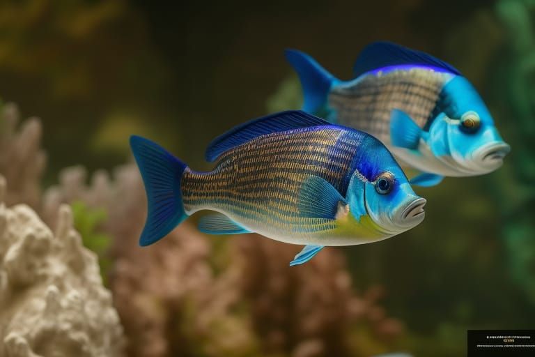 Hyperdetailed Ramirezi Fishes in Digital Art Style