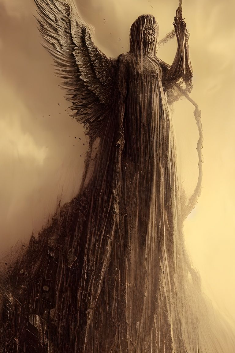 Terrifying Monstrous Angel in Detailed Horror Illustration