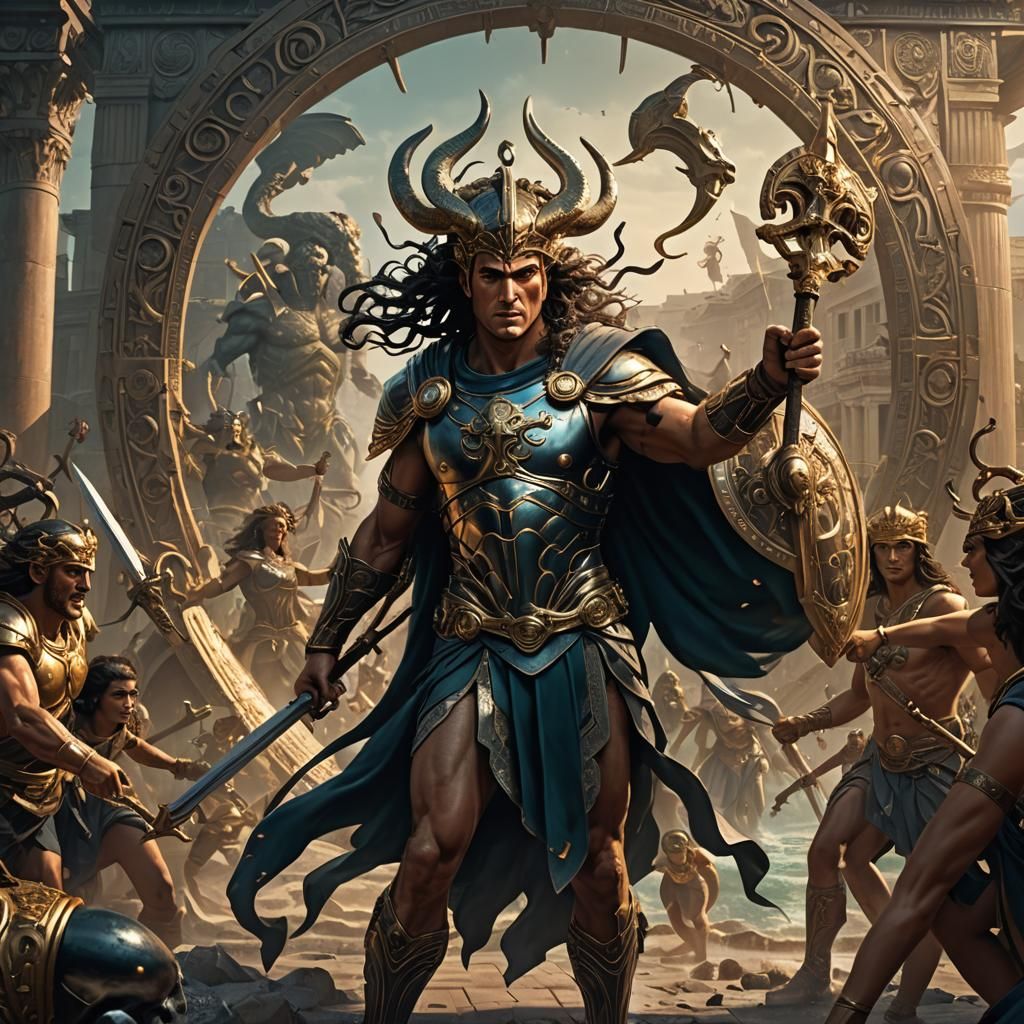 Perseus Beheads Medusa: Detailed Matte Painting