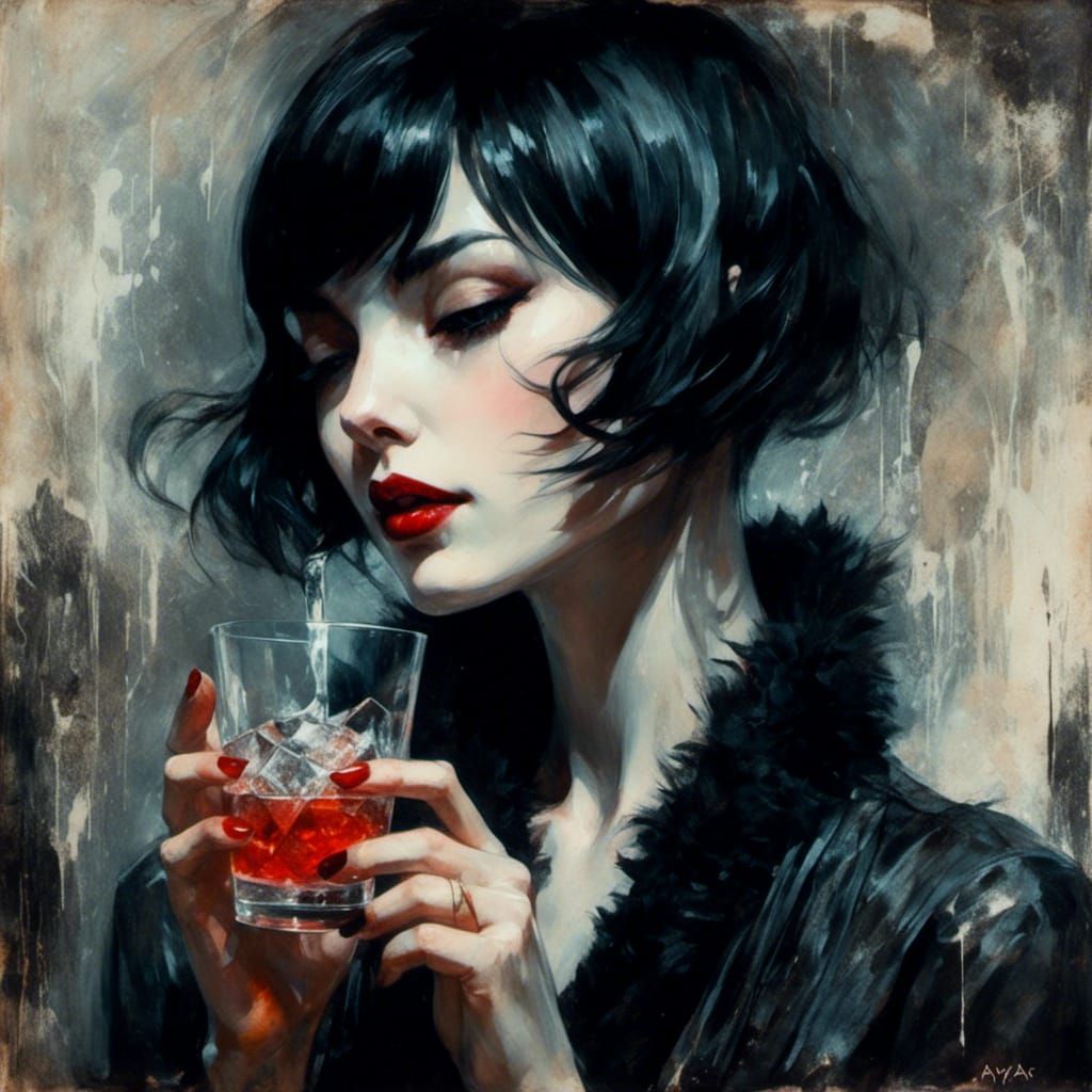 Elegant 1920s Noir Female Portrait in Gothic Style