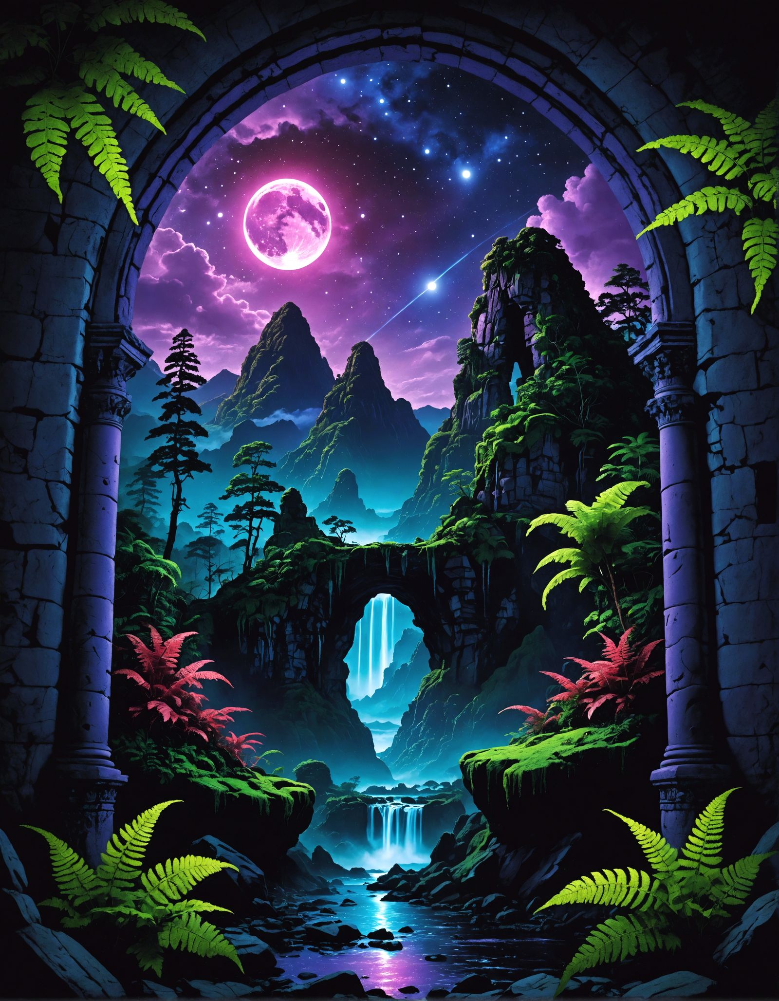 Glowing Sky Island Black Light Felt Poster Art
