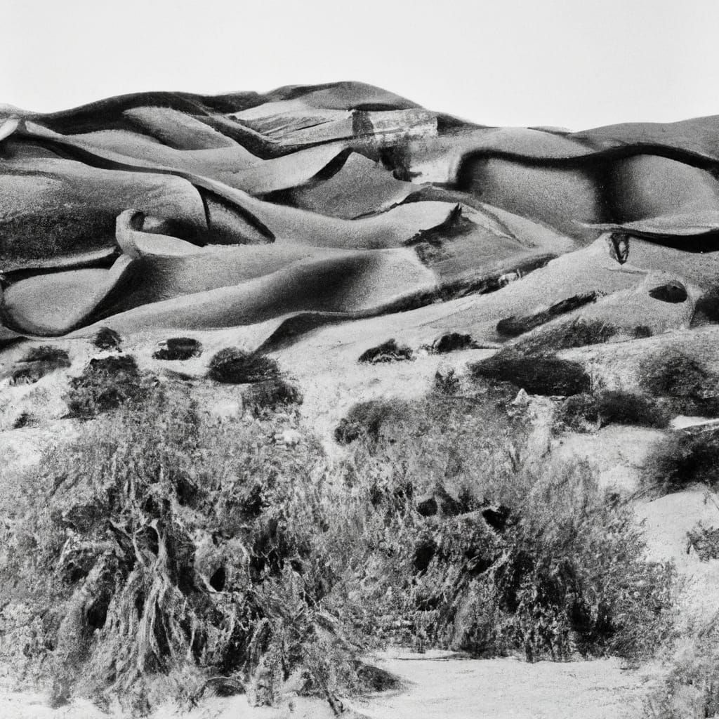 Desert Dunes with Tumbleweeds in Expressionist Style