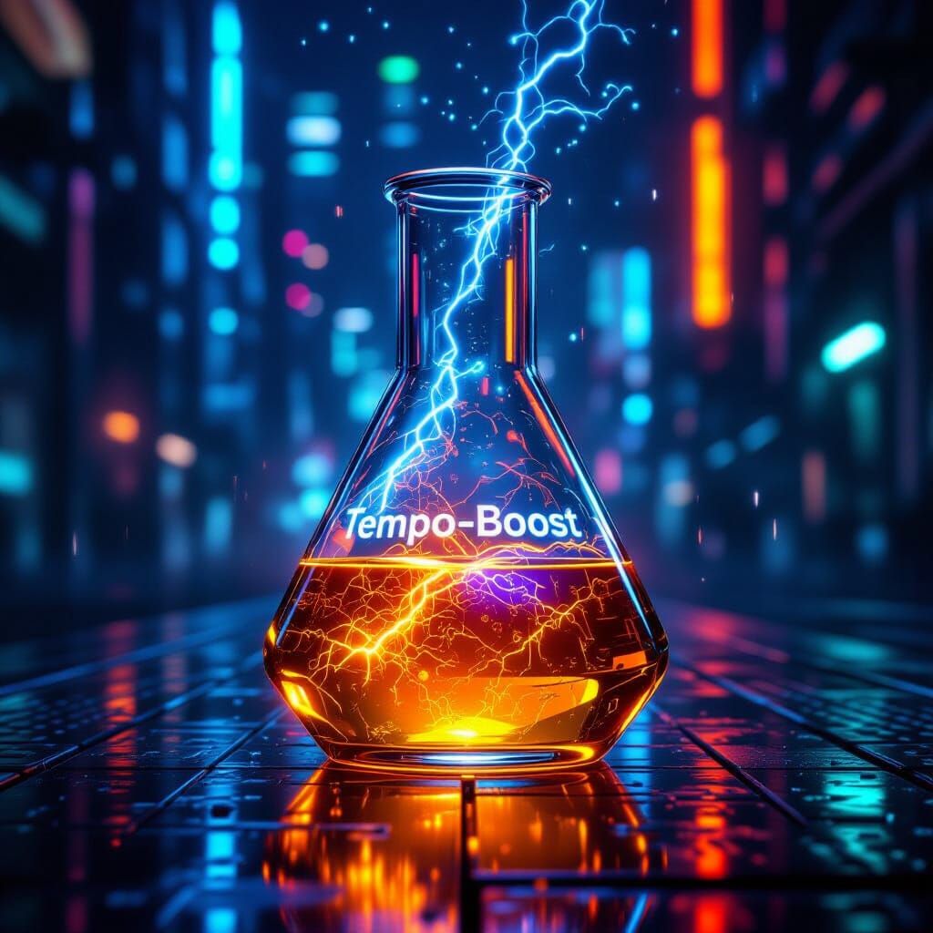 Futuristic Potion in Cyberpunk Lab, Neon Glow