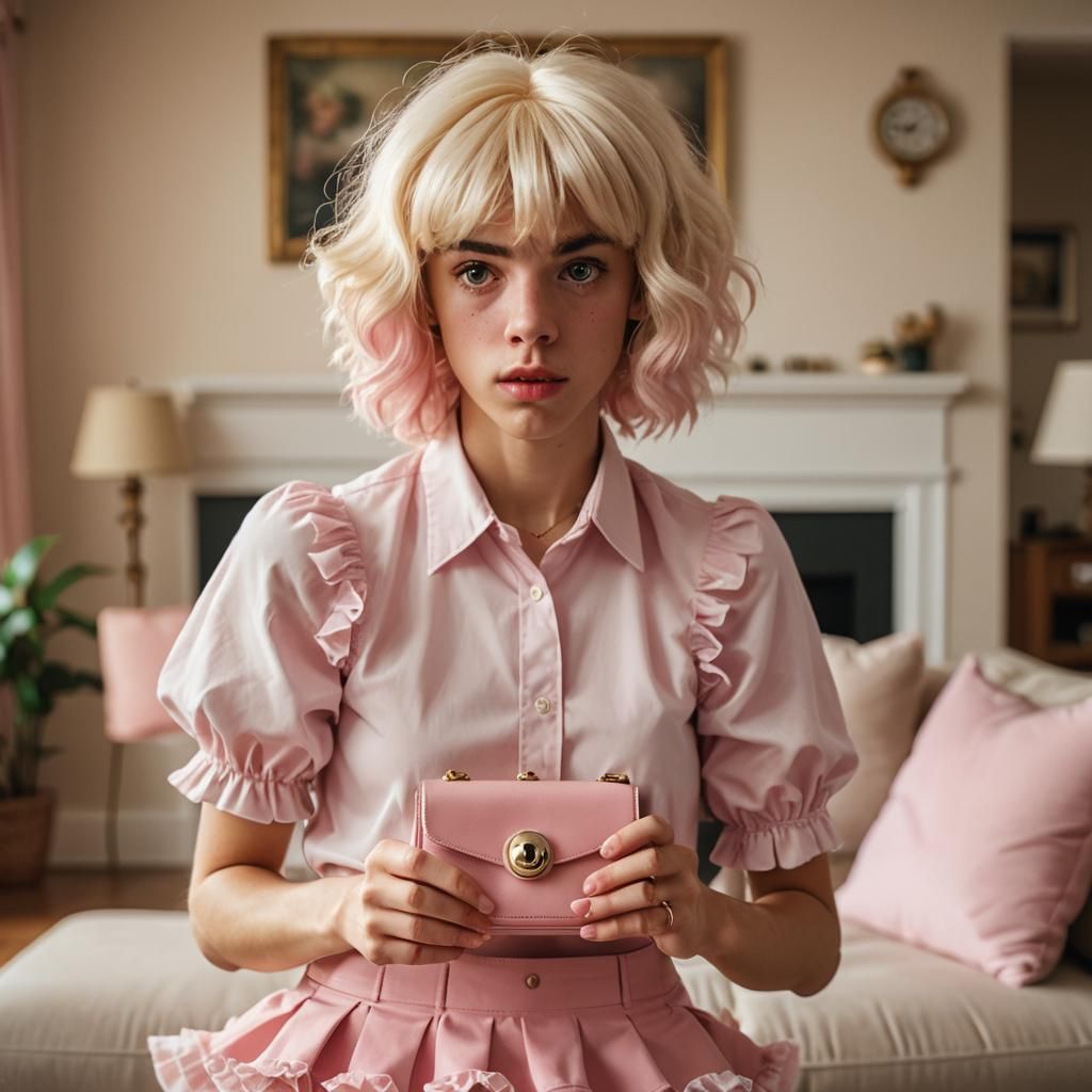 Young Man's Surprised Moment in Elegant Fashion