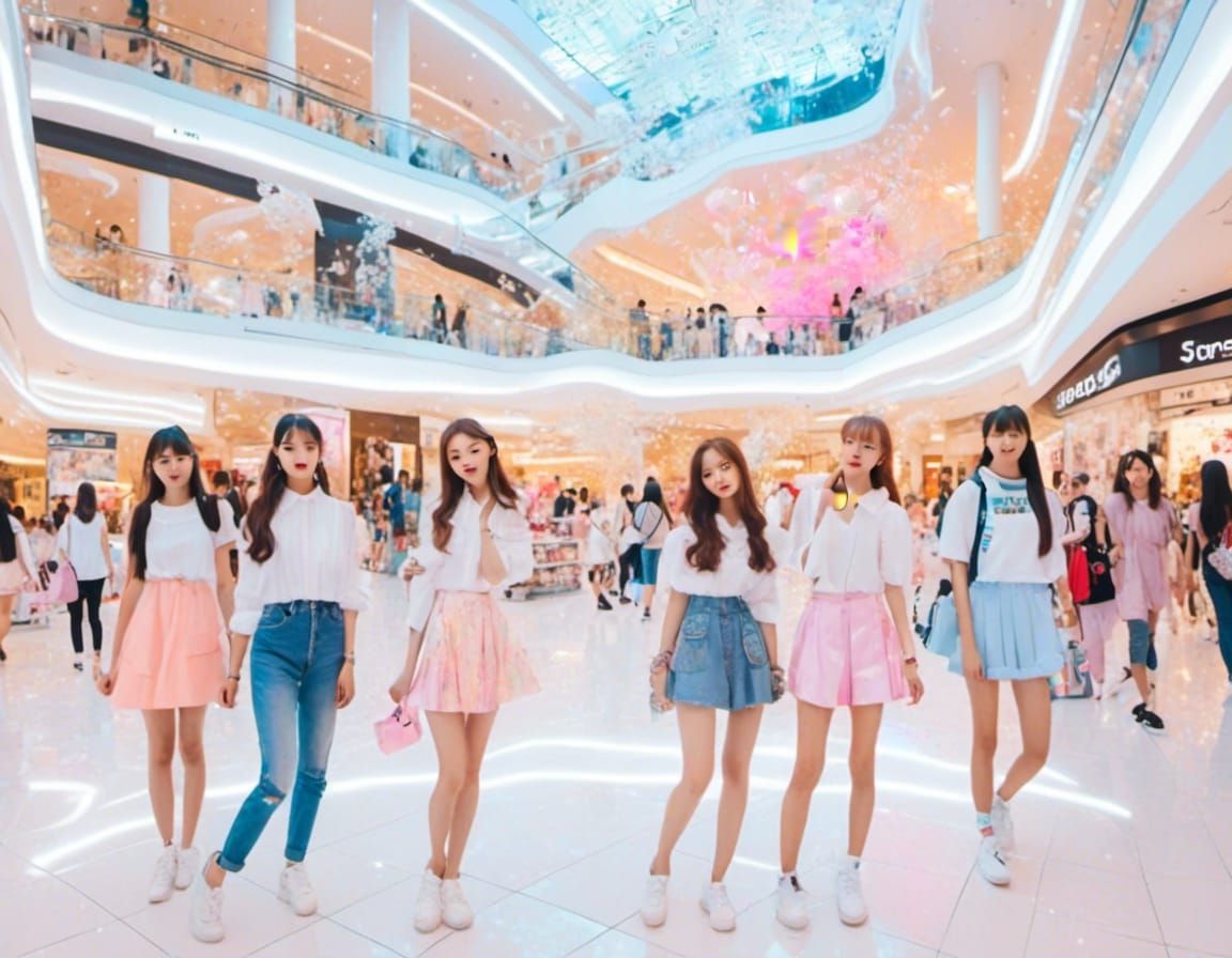 K-Pop Girl Group in Shopping Mall