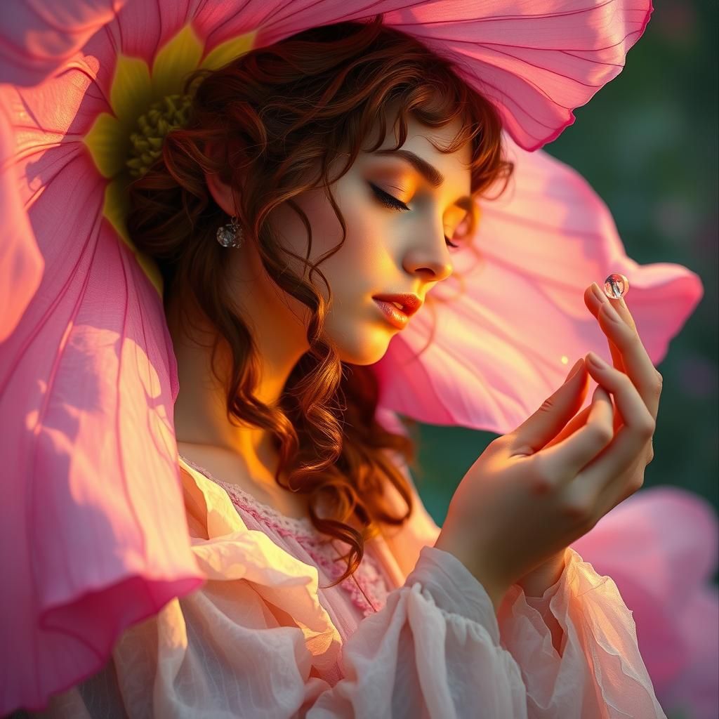 Fairy Maiden Portrait in Art Nouveau Style