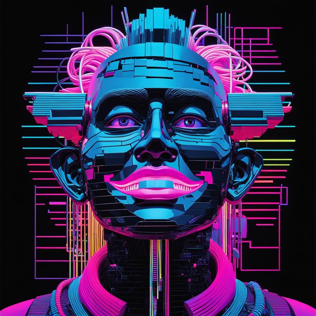 Glitch Art Trollface with Vaporwave Aesthetic