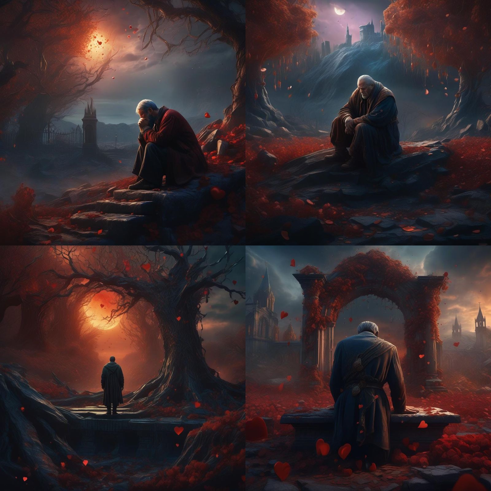 Heartbroken Man Mourns Lost Love in Detailed Painting