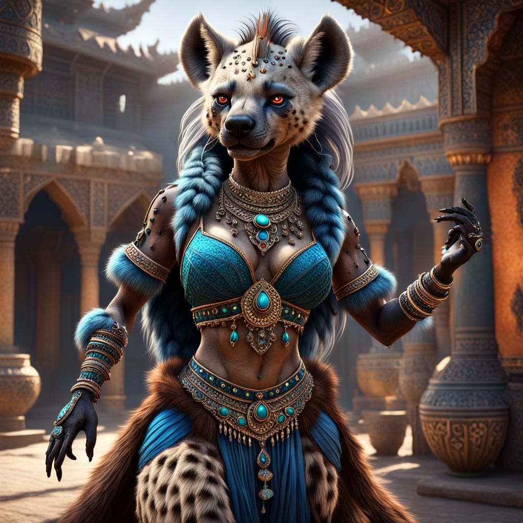 Anthropomorphic Hyena Persian Dancer in Detailed Matte Paint...