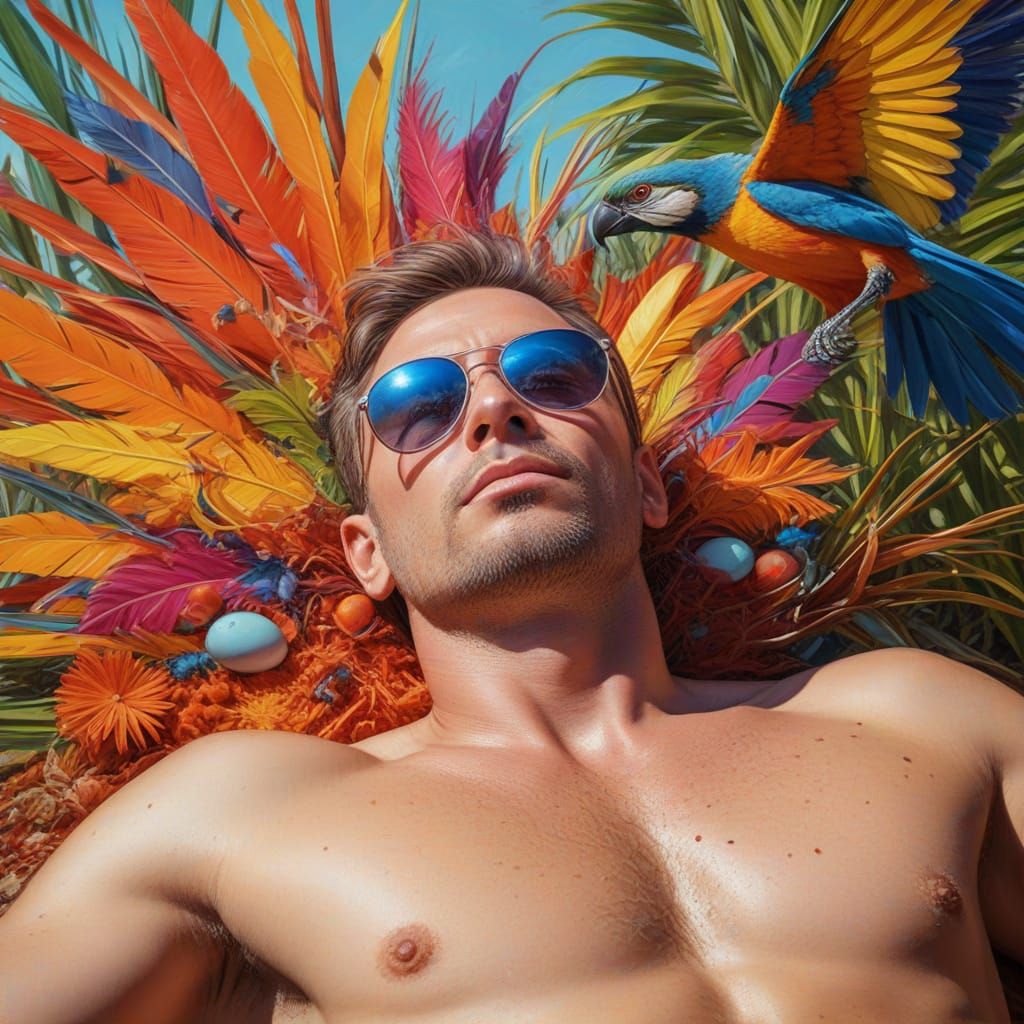 Whimsical Oil Painting of a Bird's Gift