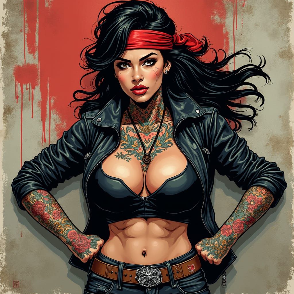 Fierce Spanish Woman in Street Art Style