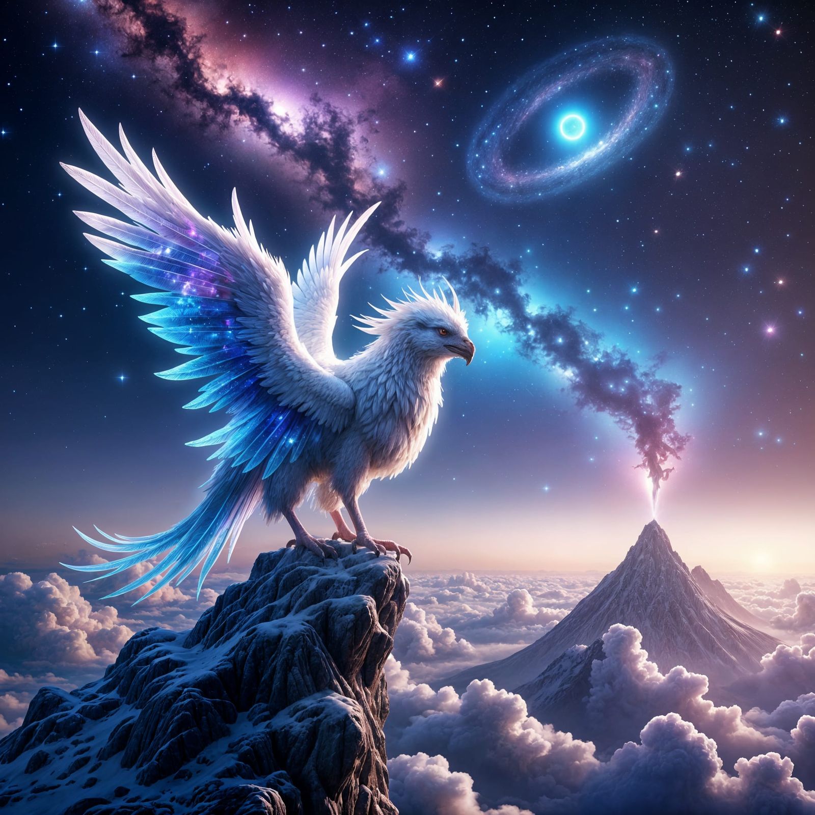 Ethereal Griffin Soars Amidst Celestial Beauty
