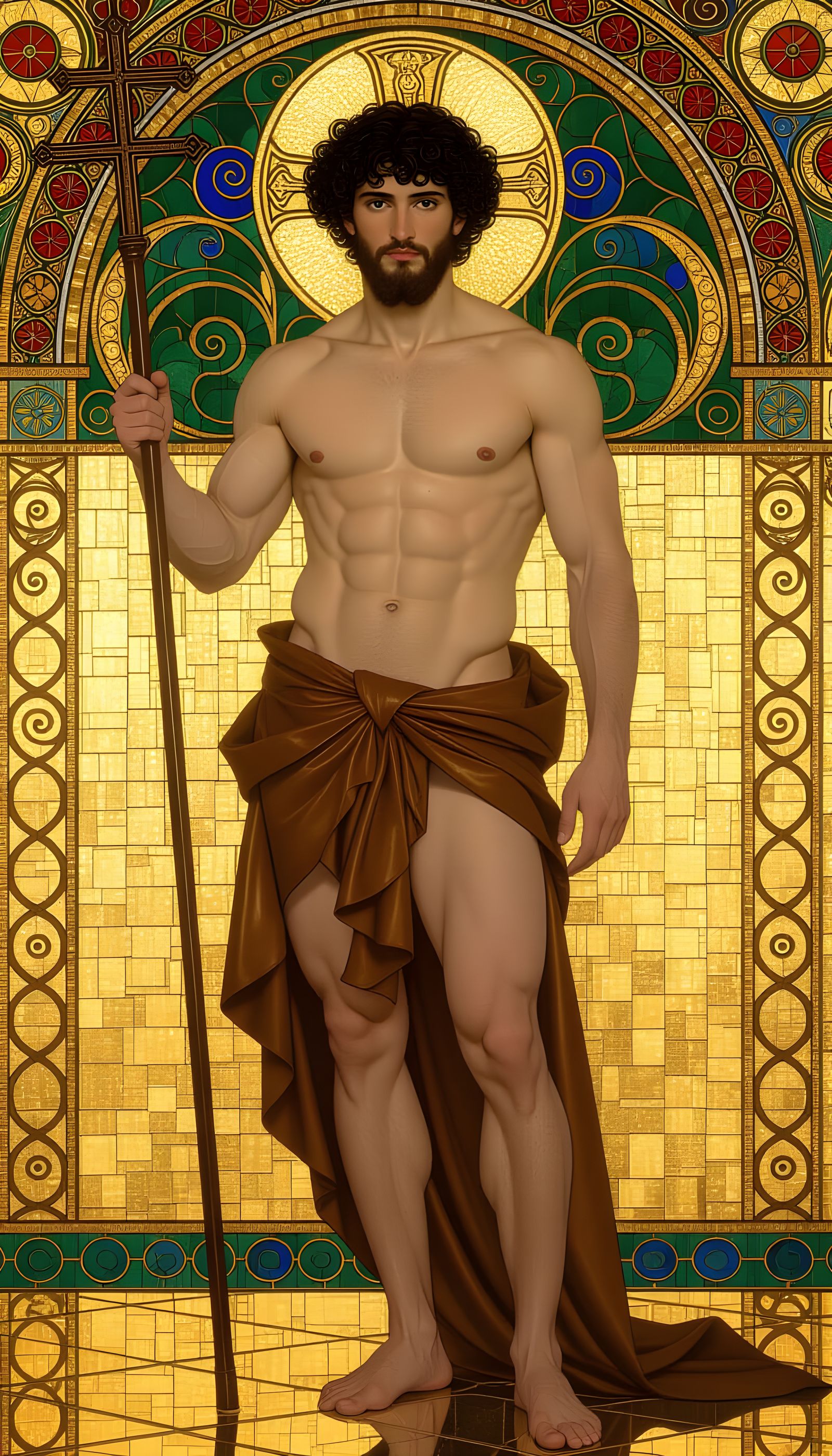 Muscular St John the Baptist in Klimt Style