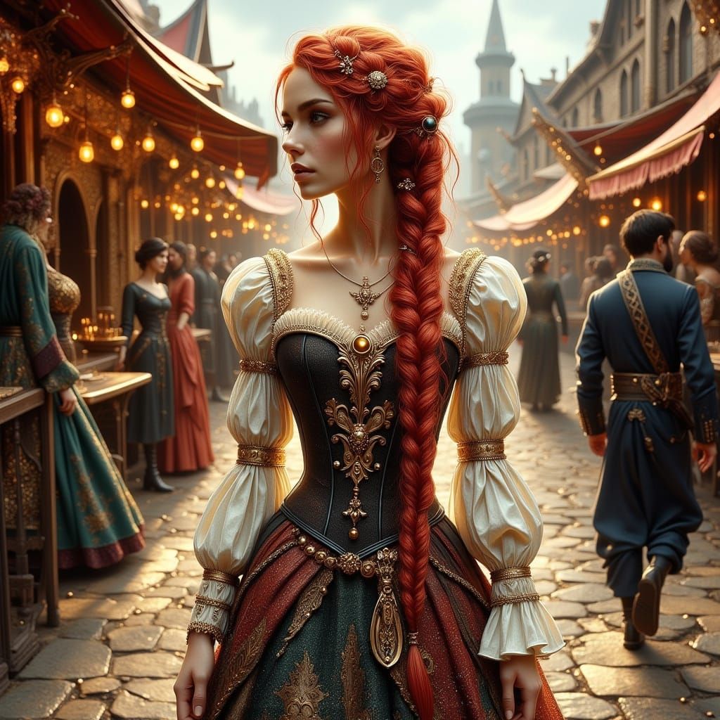 Ren Faire Lady in Art Nouveau Punk Style