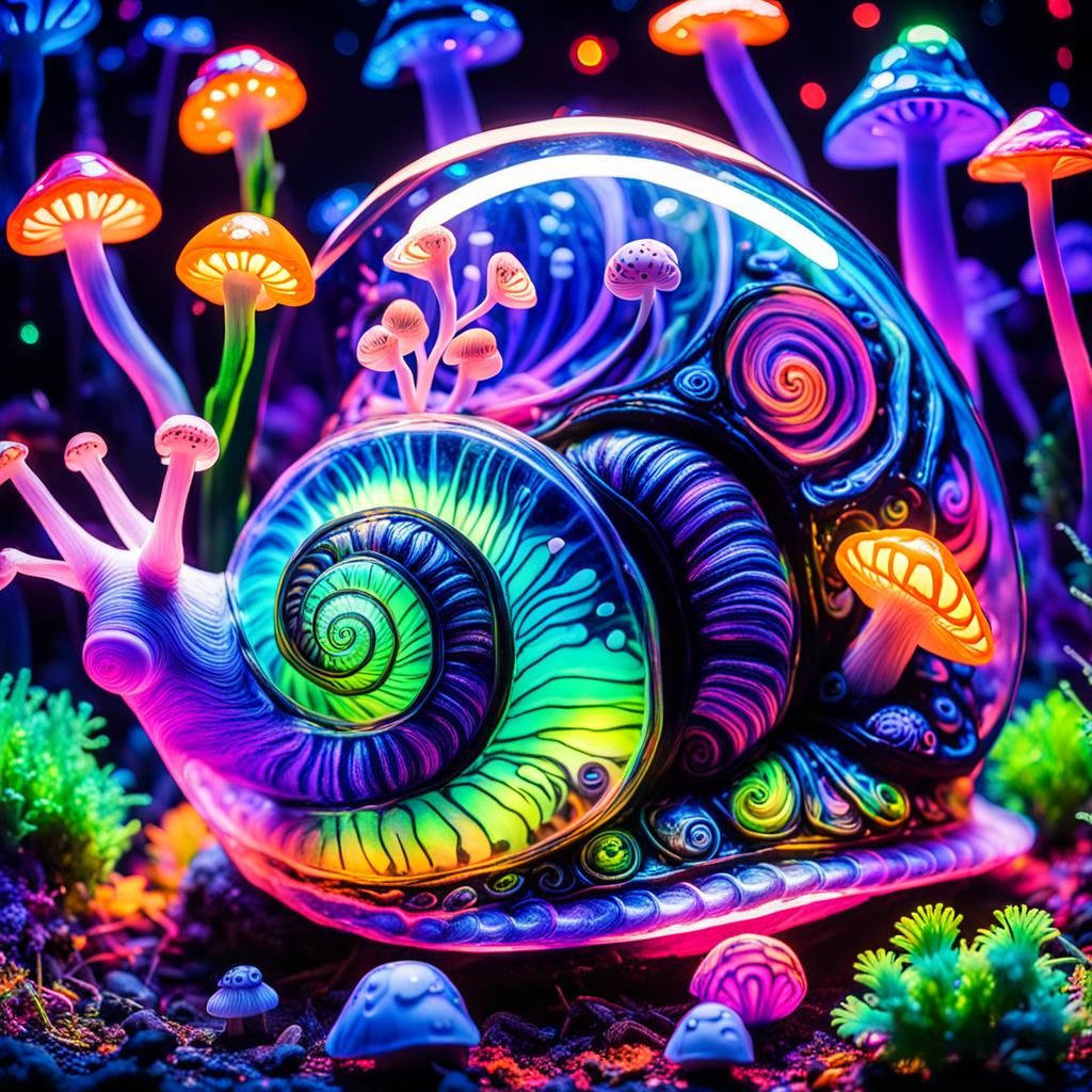 Fluorescent Snail with Miniature Fantasy World