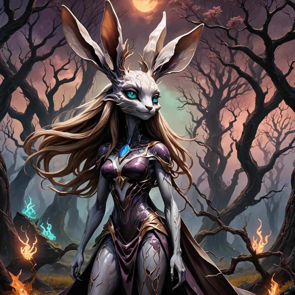 Eldritch Porcelain Lopunny in Dark Surrealist Style