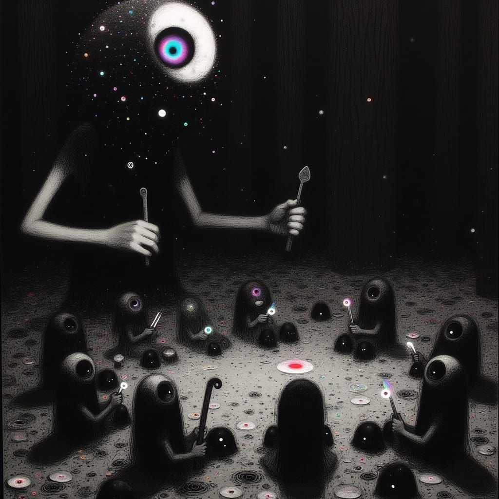 Patapon Warlocks Voodoo Drum Circle in Charcoal Style