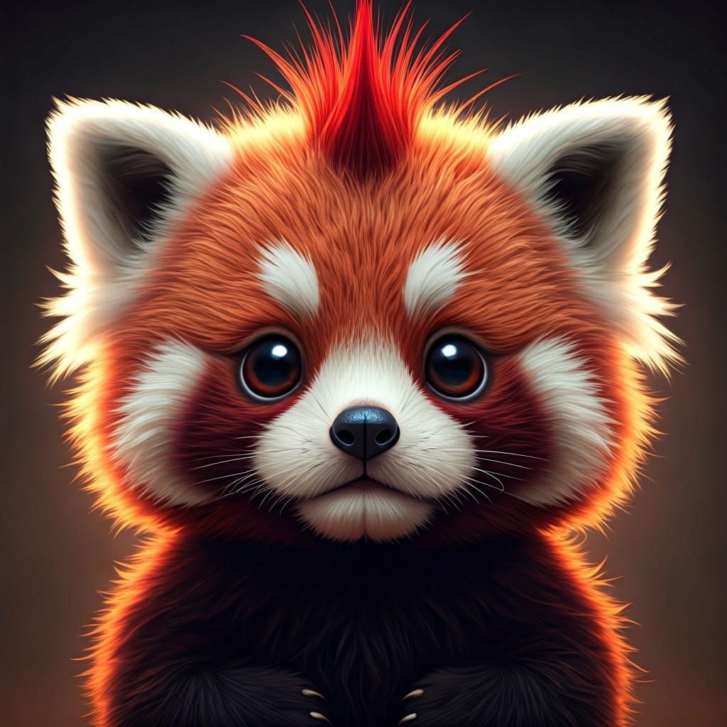 Adorable Red Panda with Wool and Feathers