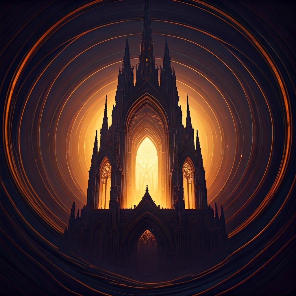 Divine Dark Fantasy Realm in Art Nouveau Style