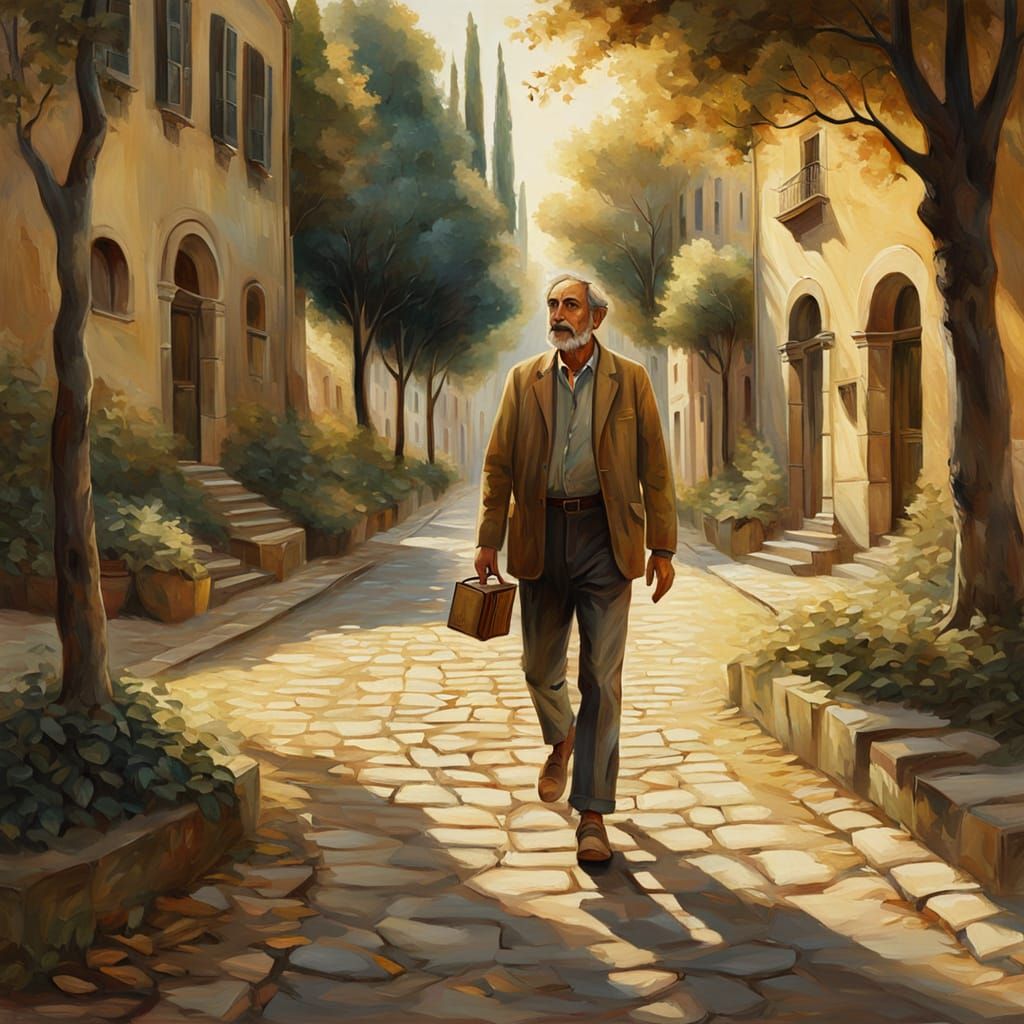 Italian Renaissance Geologist in Golden Light