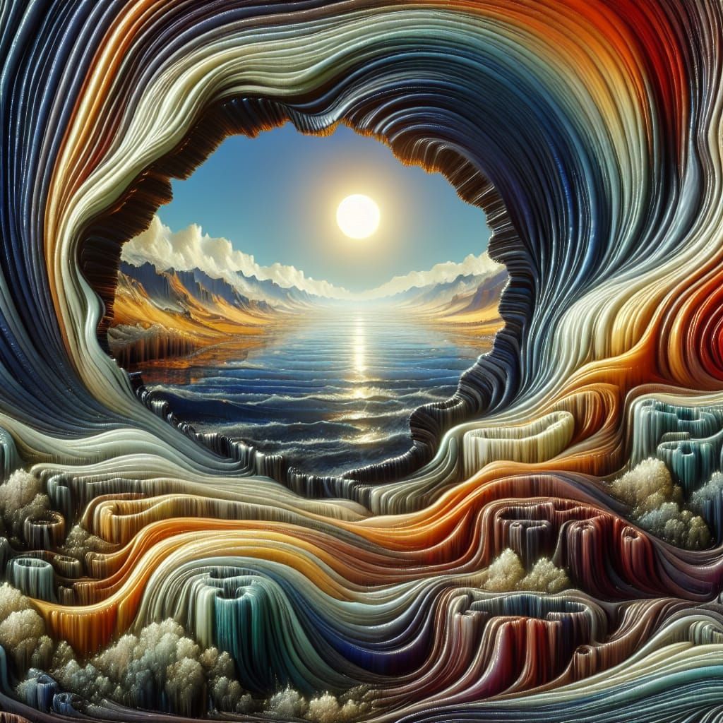 Surreal Tinctured Horizon with Ceramic Textile Design