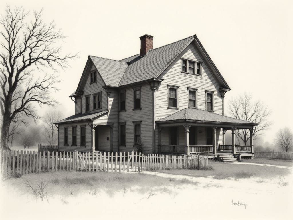 Forgotten Grandeur in Charcoal Sketch Style