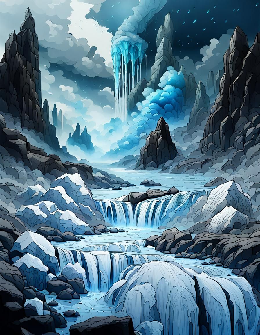 Iceland Storm: Black Ink Abstract Art