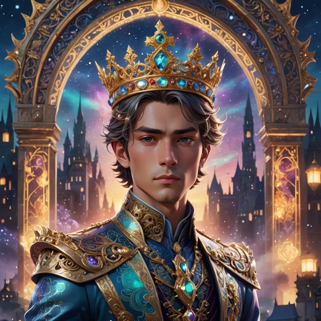 Anime Style Portrait of Mayan Prince with Cityscape