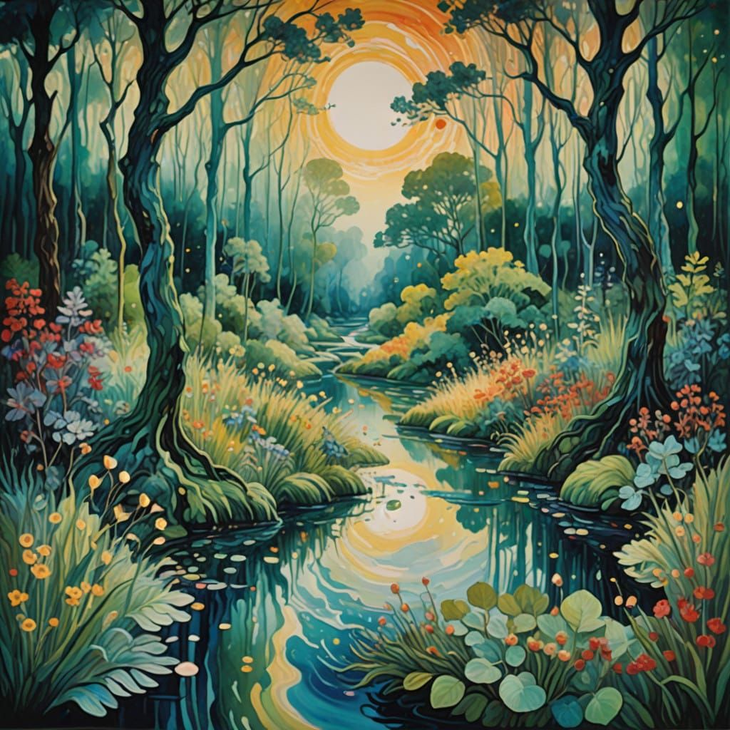 Whispers of an Enchanted Forest in Dreamy, Ethereal Watercol...