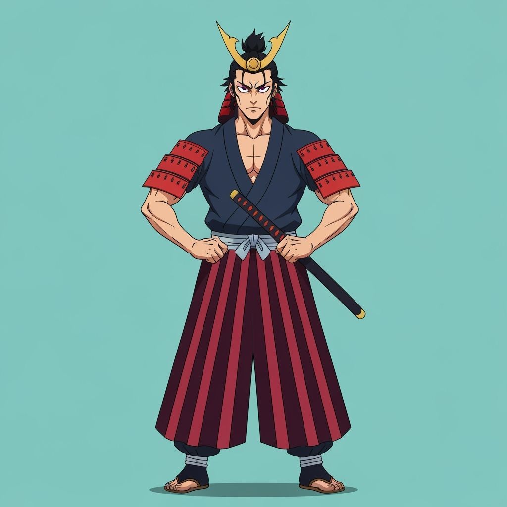 Samurai in Bold Lines and Vibrant Colors