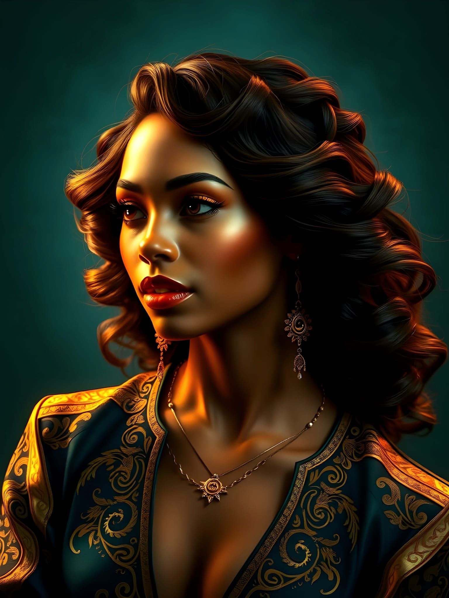 Svelte Woman in Rembrandt-Inspired Portrait