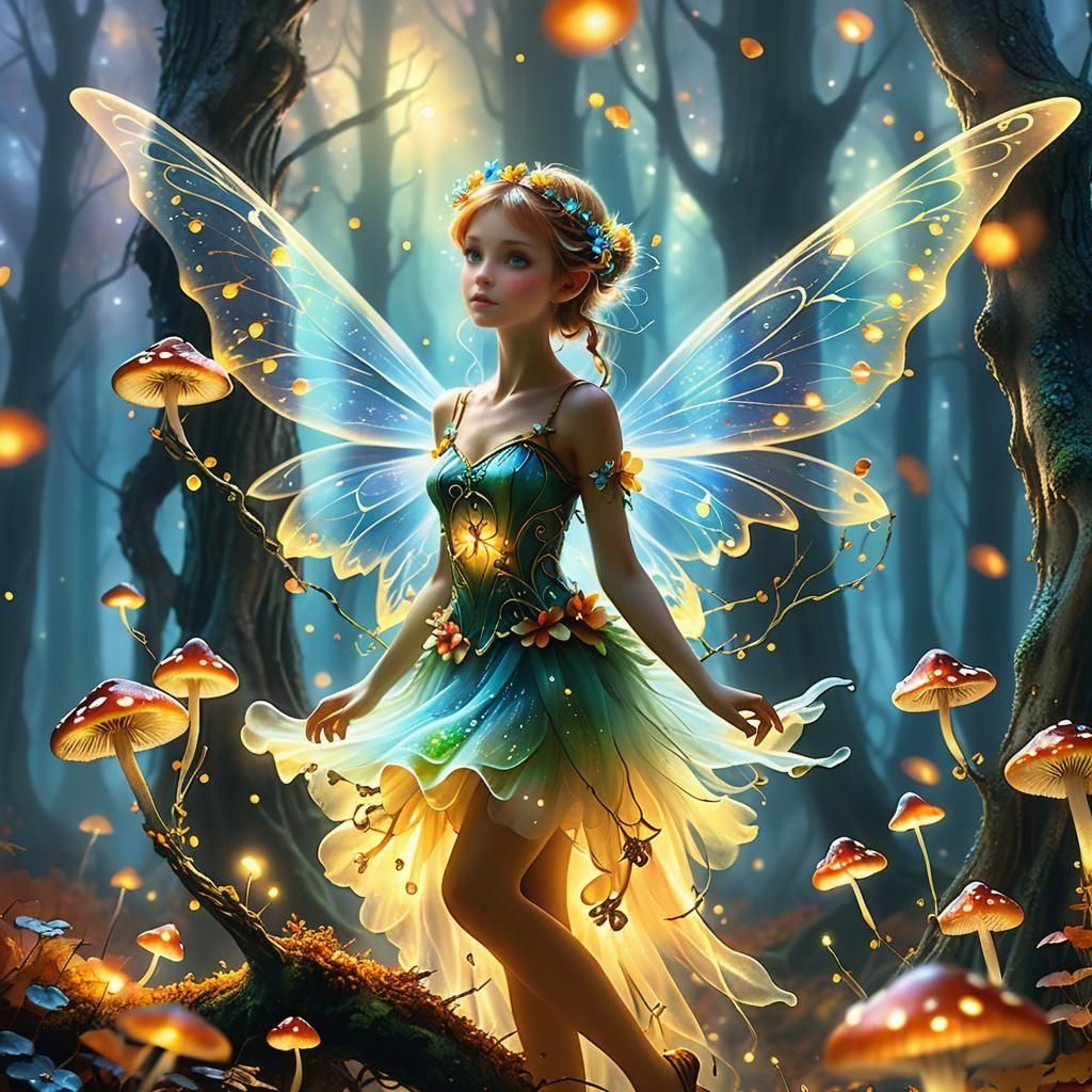 Whispering Autumn Fairy in a Misty Ethereal Landscape