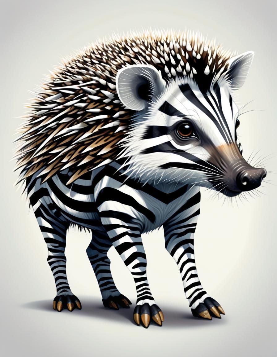 Zebra Hedgehog Hybrid Creature Concept Art