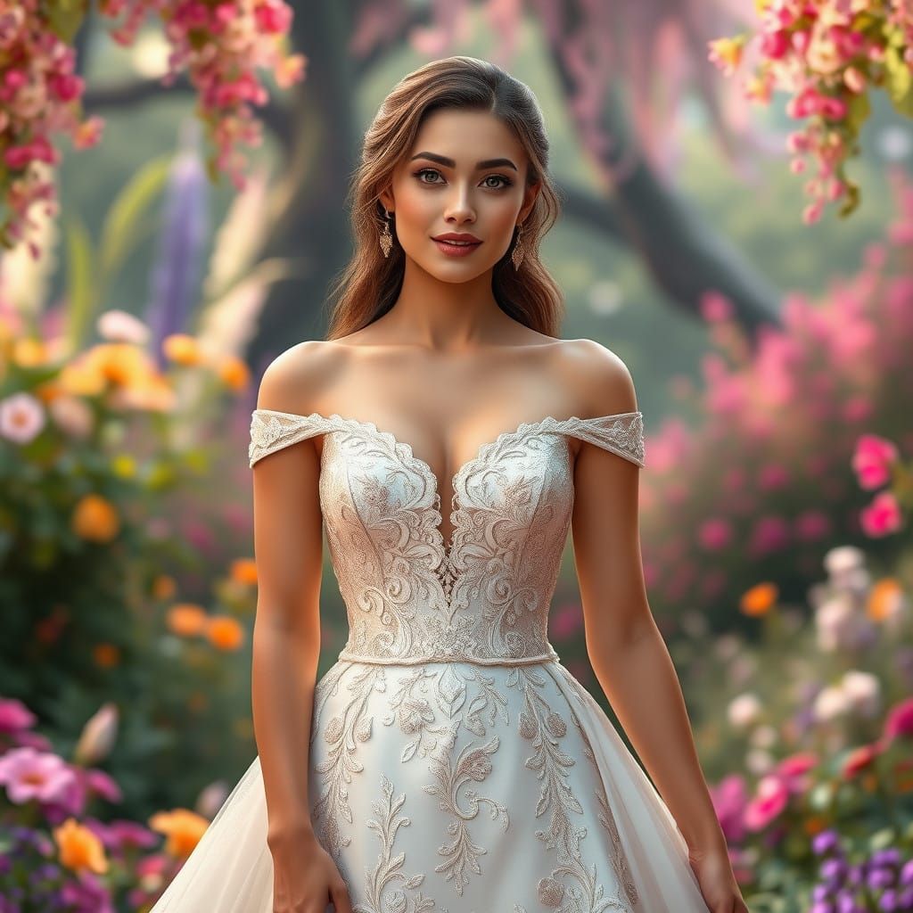 Ethereal American Wedding Gown in Dreamlike Enchanted Forest
