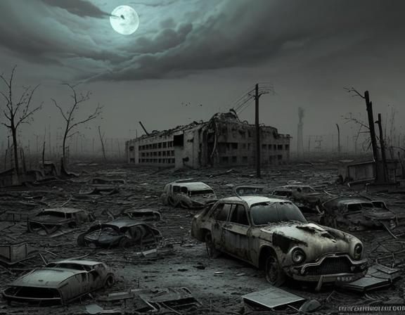 Angry Animals in Anime Style After Atomic Apocalypse