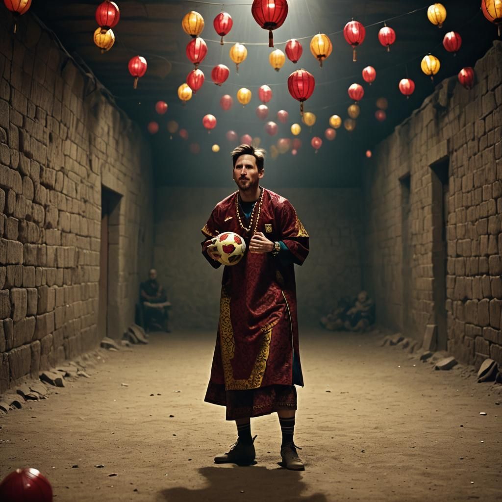 Messi Juggling Football in Ankara Attire