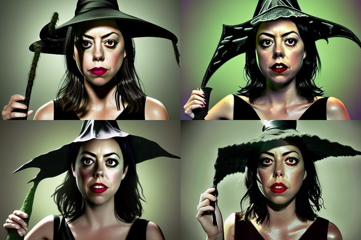 Aubrey Plaza as a Steampunk Witch in Pop Art Style